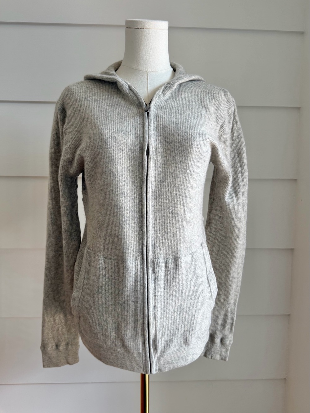 Christopher Fischer Cashmere Full-Zip Hoodie Sweater Heather Gray